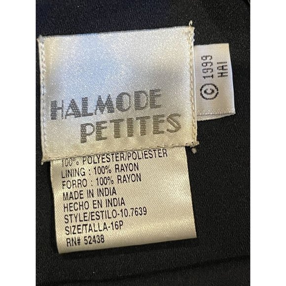 Halmode Womens Sheath Dress Beaded Sleeve Button Back Black Size 16 Petite - Picture 6 of 6